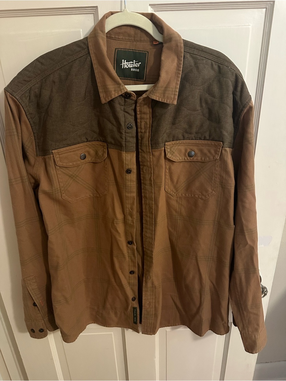 Howler Brothers Tan Flannel and Quilted Shirt - Size XL